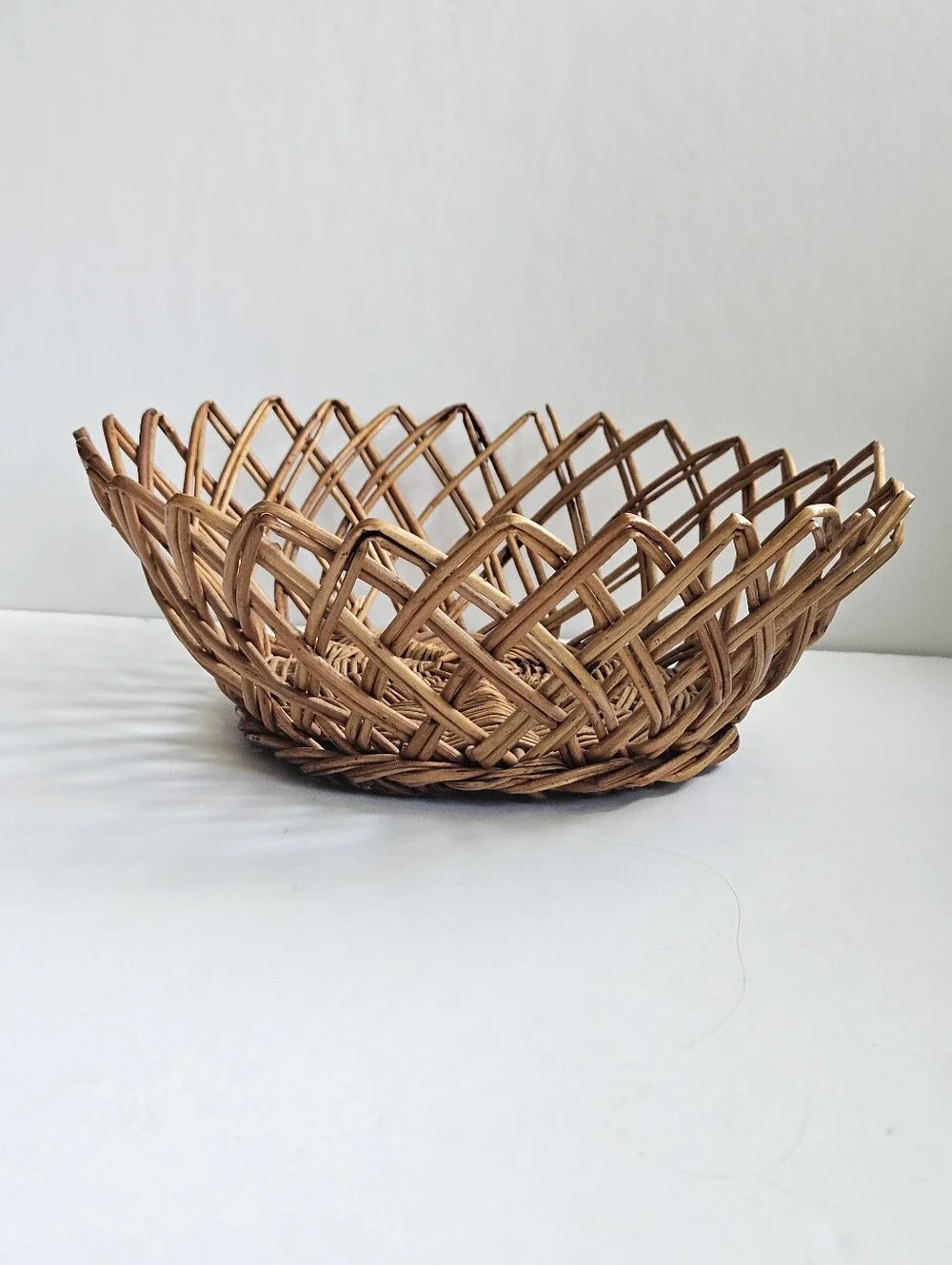 Vintage Boho Rattan Basket Serving Tray Rattan Wicker wall decor Yugoslavia MCM